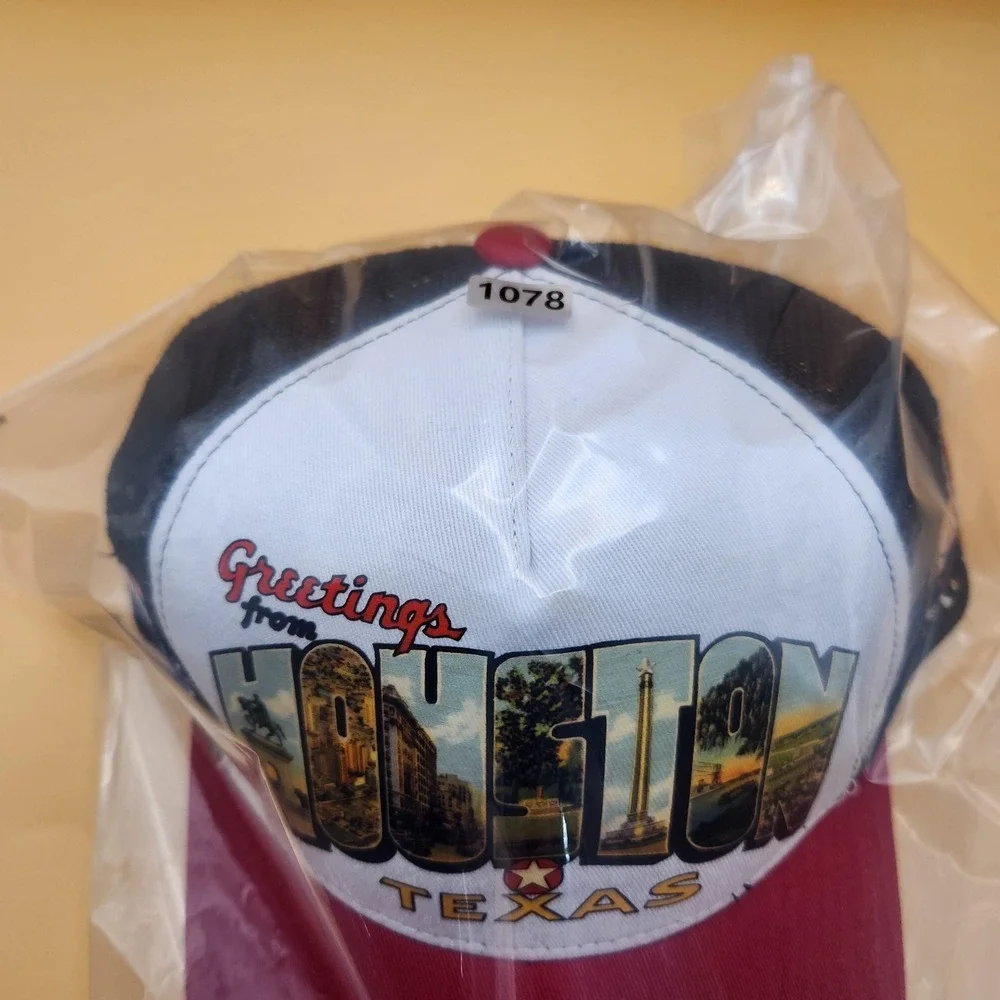 Houston Texas Hat Cap Snap‎ Back One Size Red White Black Trucker Greetings Mens
